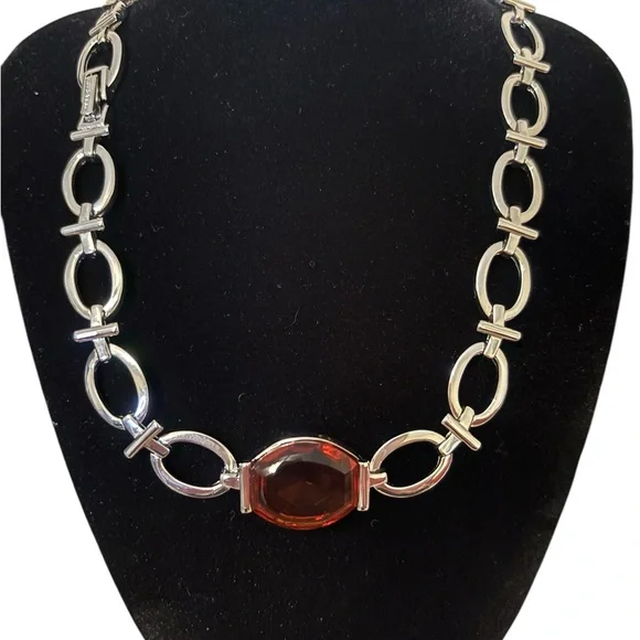 Elegant Silver and Red Fashion Choker 16” - Picture 1 of 1